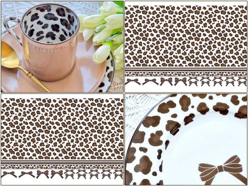 3月6日まで発売記念♪【白磁用】アニマル柄シリーズ レオパード柄 豹 A3サイズ （ポーセラーツ ポーセリンアート  転写紙 アニマル ヒョウ柄)