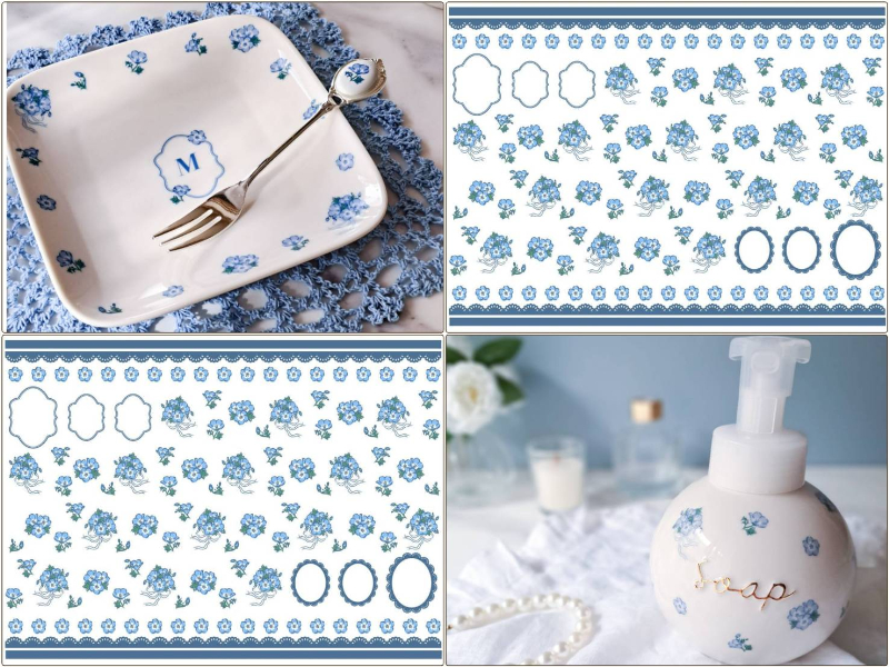 11日まで約20％オフ♪【白磁用】ネモフィラガーデン転写紙（ポーセラーツ ポーセリンアート 花柄 転写紙)