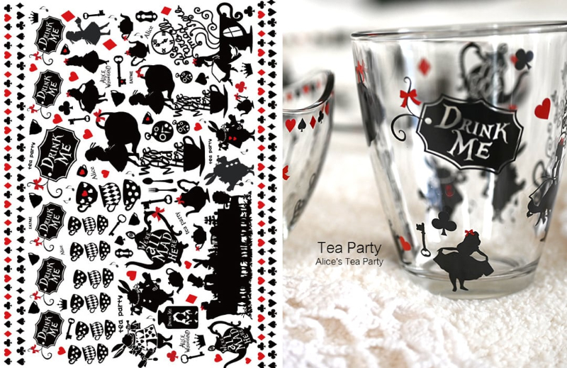 【ガラス用】アリスティーパーティー転写紙　Alice Tea Party A4　（ポーセリンアート用転写紙 ポーセラーツ ポーセリンアート アリス 転写紙)