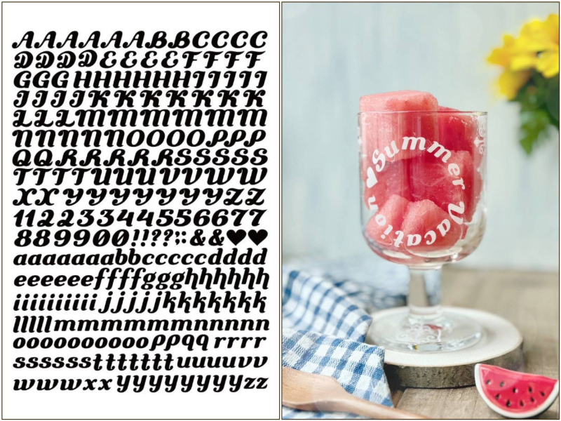 3日まで発売記念550円♪【ガラス用】mini イニシャル転写紙　ホワイト　アルファベット　英文字　数字　A5サイズ （ポーセラーツ 転写紙 ポーセリアート )
