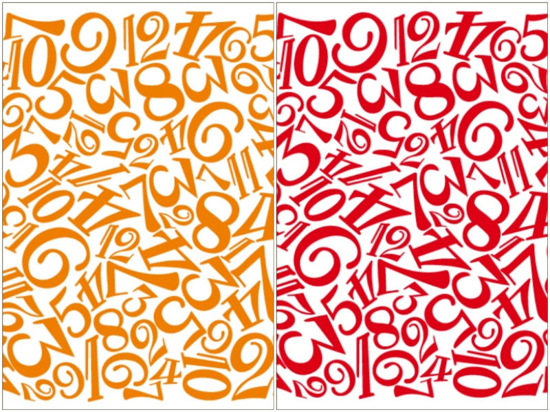 【白磁用 セット割】numeral 数字転写紙　RED＆ORANGE 　※2０％OFF ( ポーセラーツ 転写紙 ポーセリンアート ナンバー)