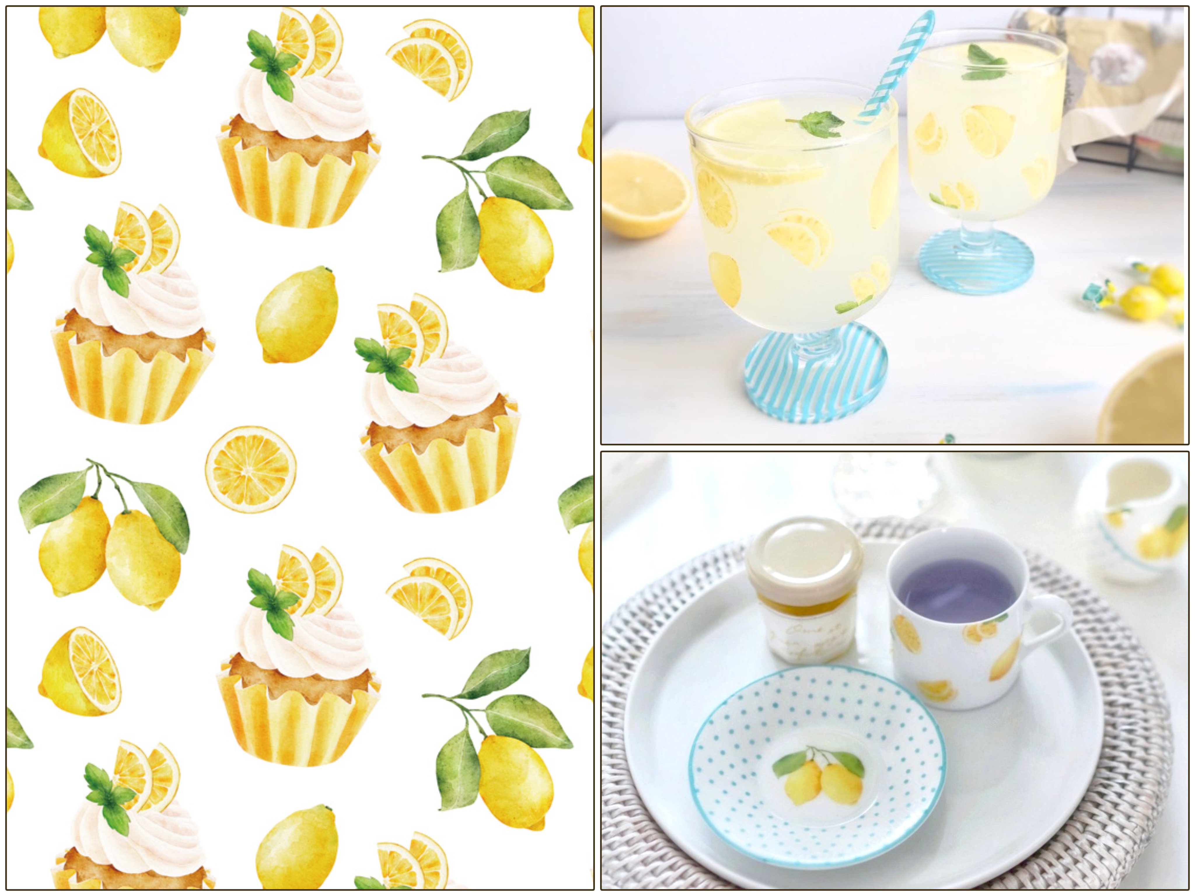 【セット割】レモン転写紙　Lemon&CupCake　※白磁＆ガラス用お得なセット20％オフ