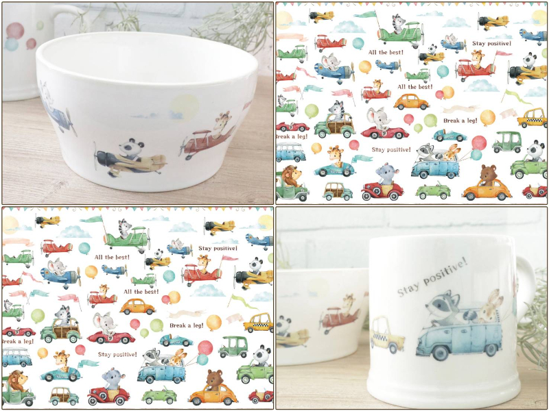 発売記念20％オフ25日まで♪【白磁用】Racing Animal レーシングアニマル転写紙 A4　（ポーセラーツ 転写紙 ポーセリンアート キッズ 動物)