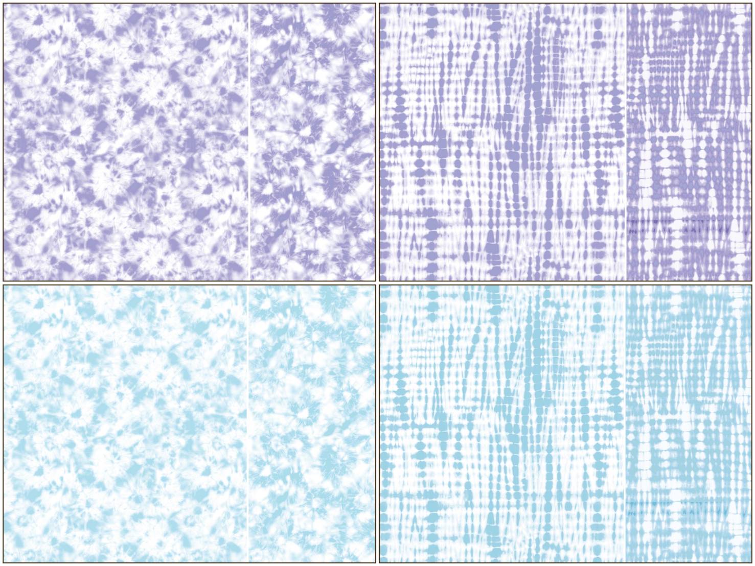 【白磁用・セット割】タイダイ転写紙 マーブル＆ストライプセット　水色&紫色　※お得な４枚セット♪25％OFF