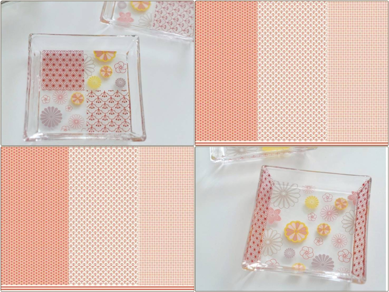 12日まで発売記念30％オフ♪【ガラス用】和柄3種類転写紙　朱赤　A3サイズ （ポーセラーツ ポーセリンアート  和柄 転写紙)