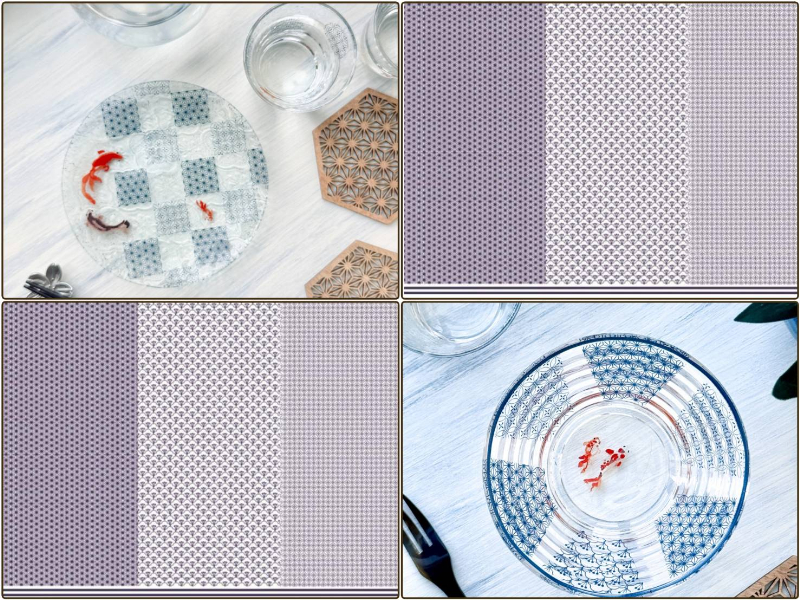 12日まで発売記念30％オフ♪【ガラス用】和柄3種類転写紙　藍色　A3サイズ （ポーセラーツ ポーセリンアート  和柄 転写紙)