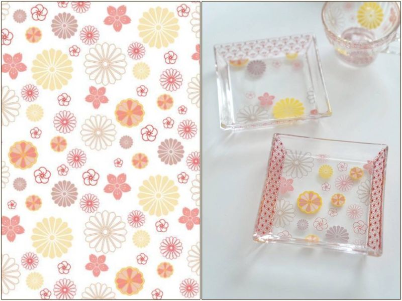 【ガラス用】花ちらし転写紙　和柄 （ポーセラーツ ポーセリンアート   花柄  転写紙)