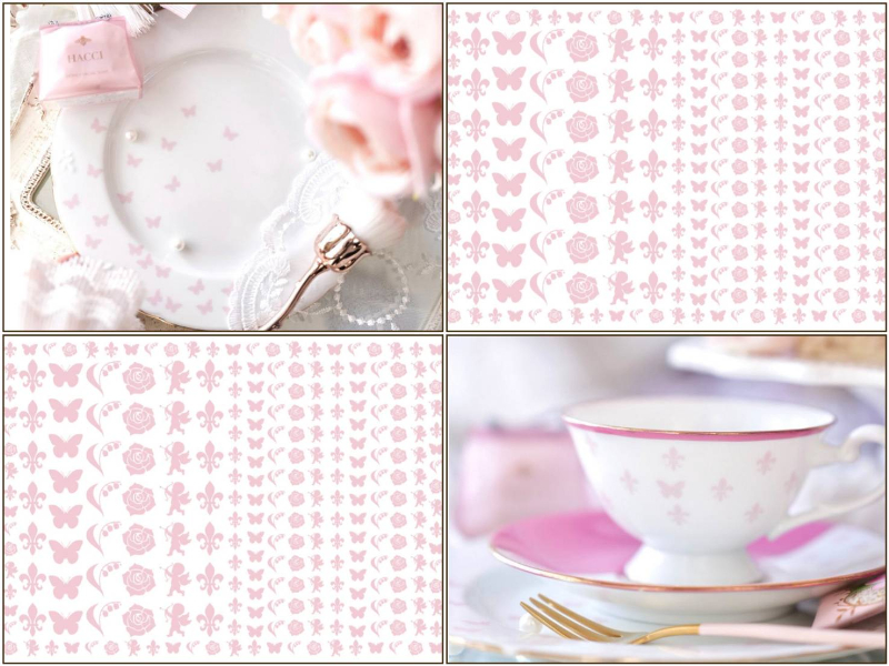 20日まで発売記念770円♪【白磁用】クラシック タイニー パターンズ転写紙  ベビーピンク（ポーセラーツ ポーセリンアート 転写紙)